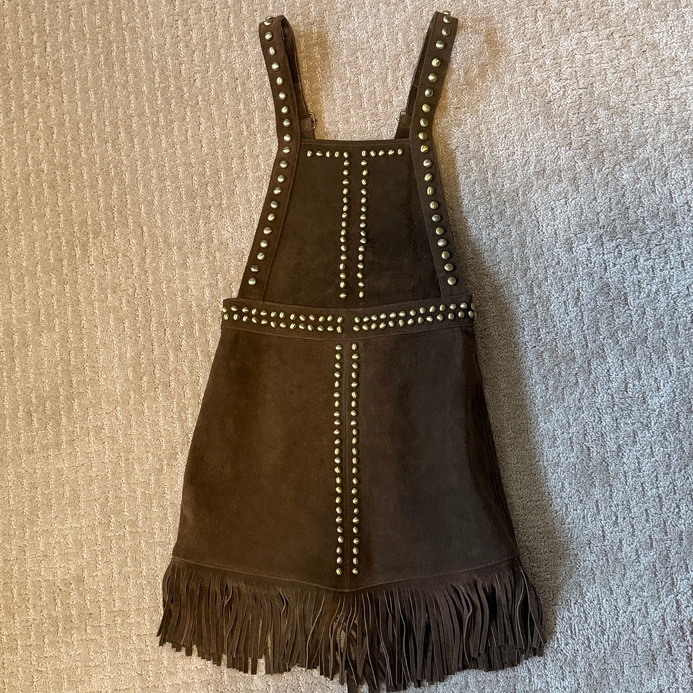 New Free People Understated Leather Hold Your Horses Suede Studded Mini Dress